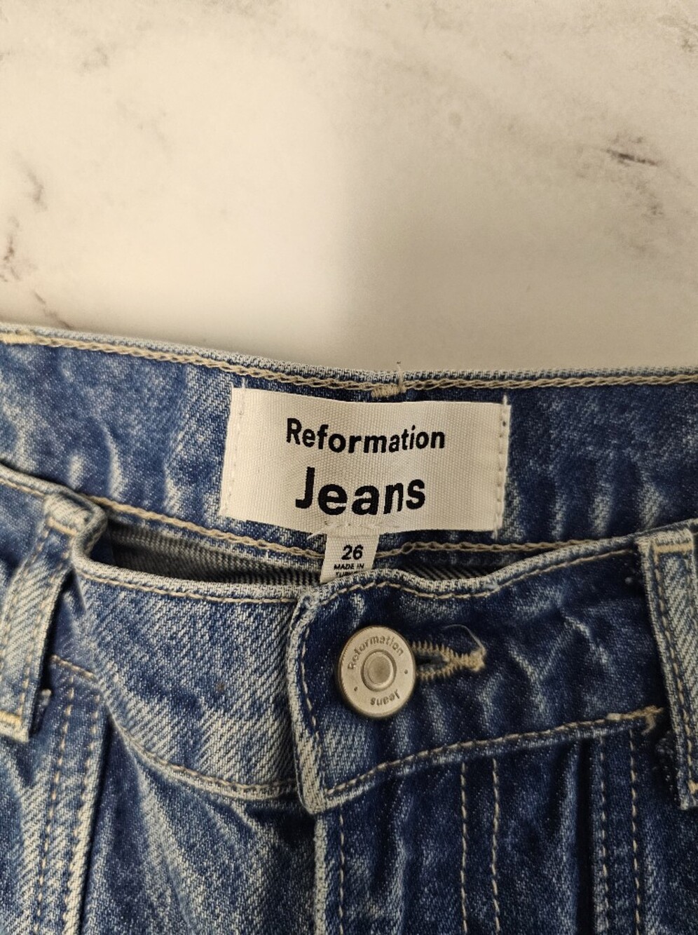 Reformation Jeans Kealy Carpenter High Rise Relaxed Straight Leg Blue Jeans 26 - Picture 7 of 9